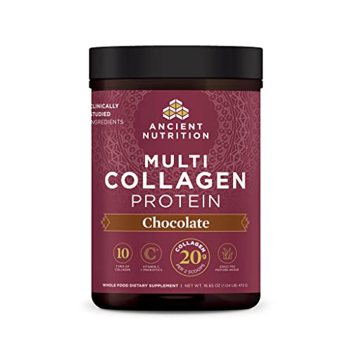 Collagen Powder Protein, Multi Collagen Chocolate Protein Powder, 45 Servings, with Vitamin C, Hydrolyzed Collagen Peptides, 16.65oz T6454