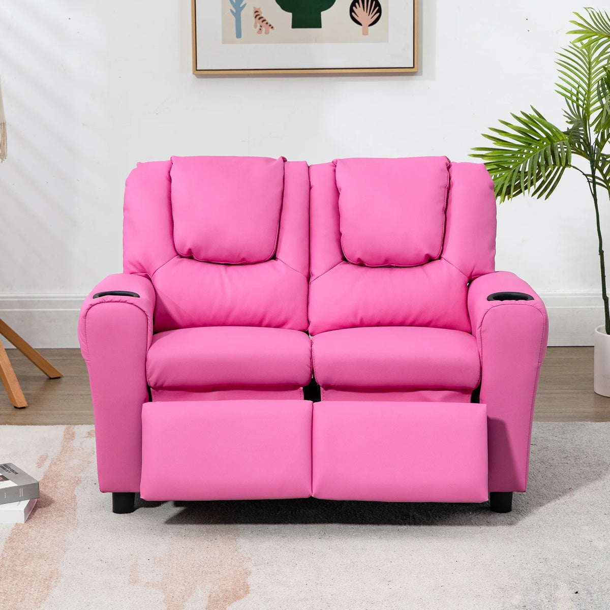 Pink PU Leather Kids Recliner Chair E9202