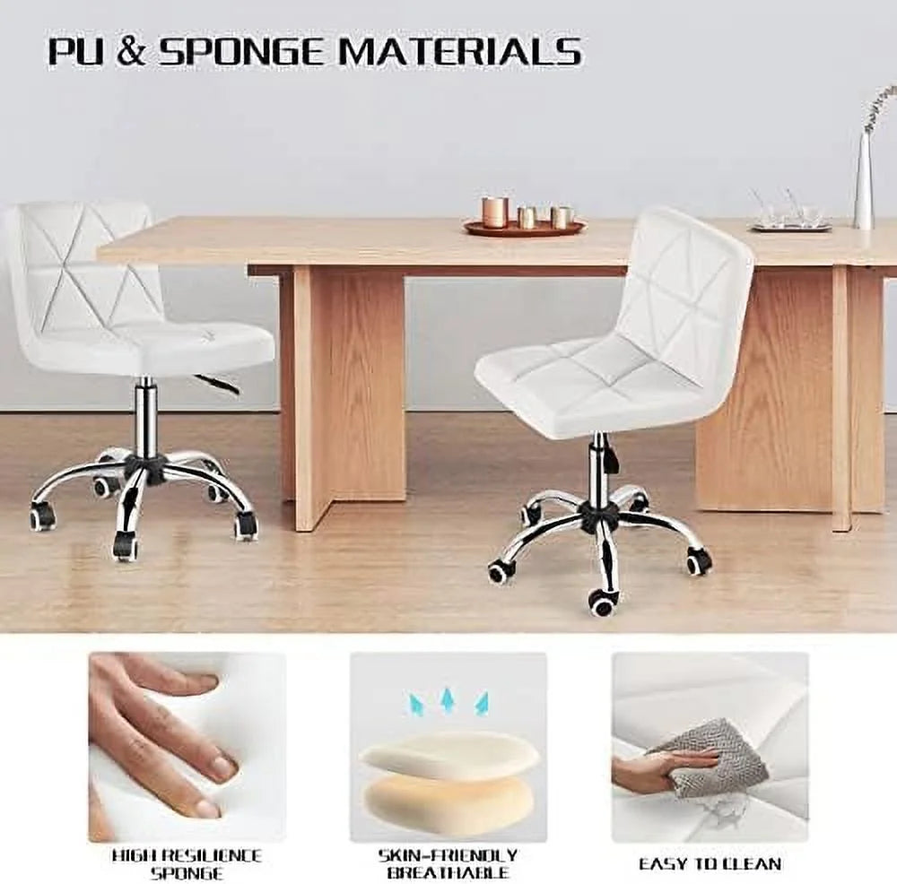 Armless Swivel Office Chair Set of 2 Brown Z1702