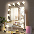White Hollywood Vanity Mirror with 12 Dimmable Bulbs I9150