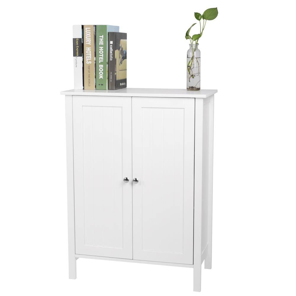 White Free Standing Bathroom Floor Cabinet with Double Doors and Adjustable Shelf M52944