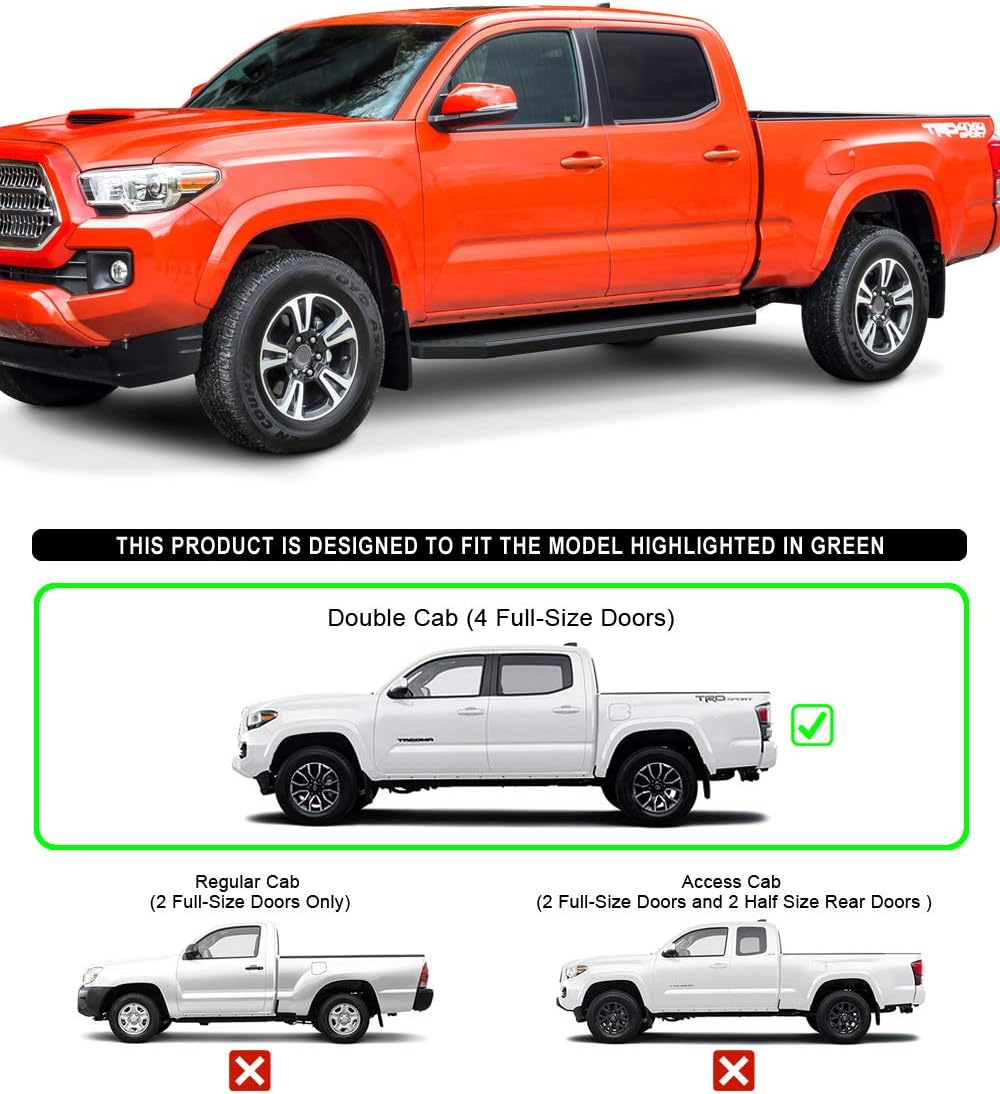 6-inch Aluminum Black Running Boards Side Steps for Toyota Tacoma Double Crew Cab A850778