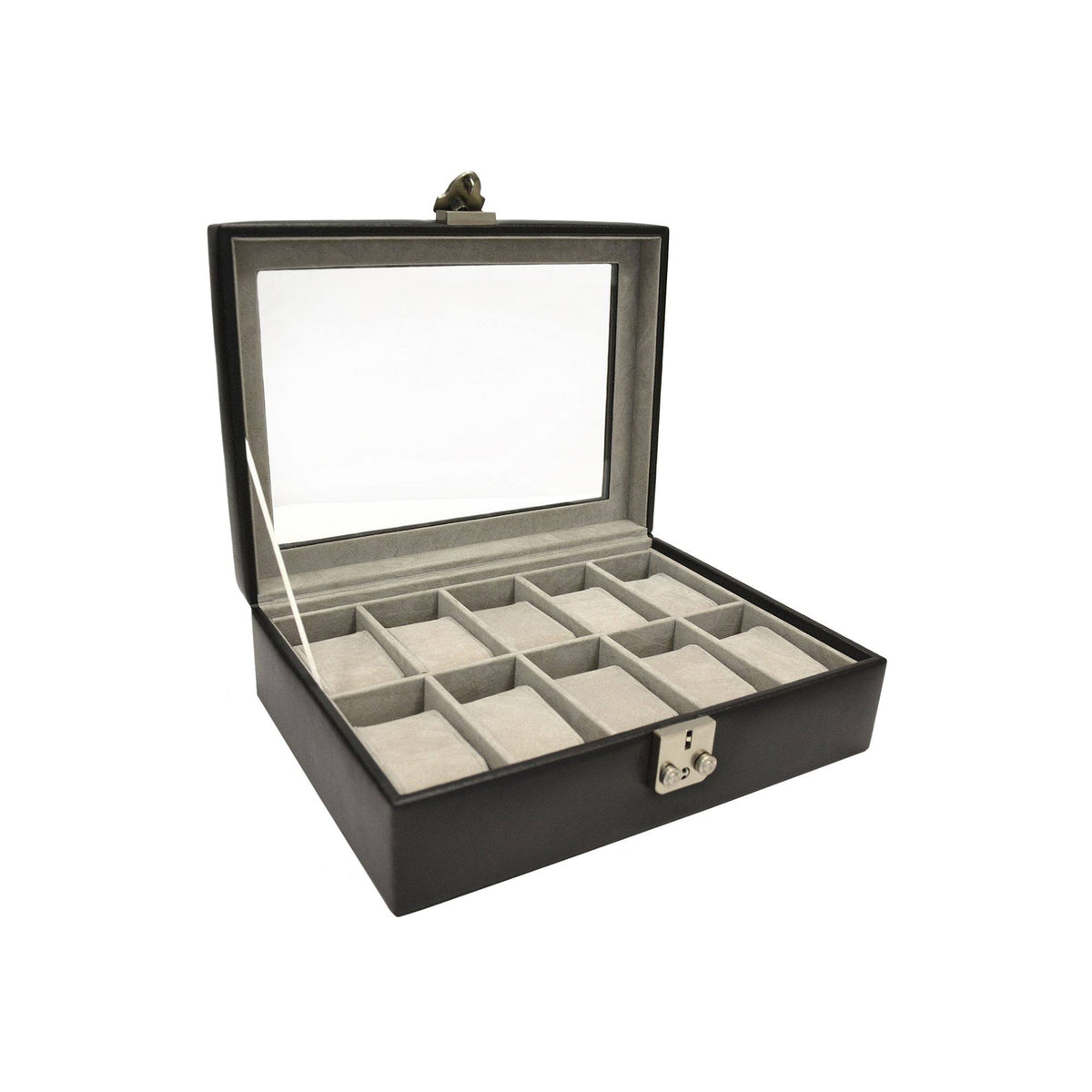 Black 10 Slot Leather Watch Box A15493