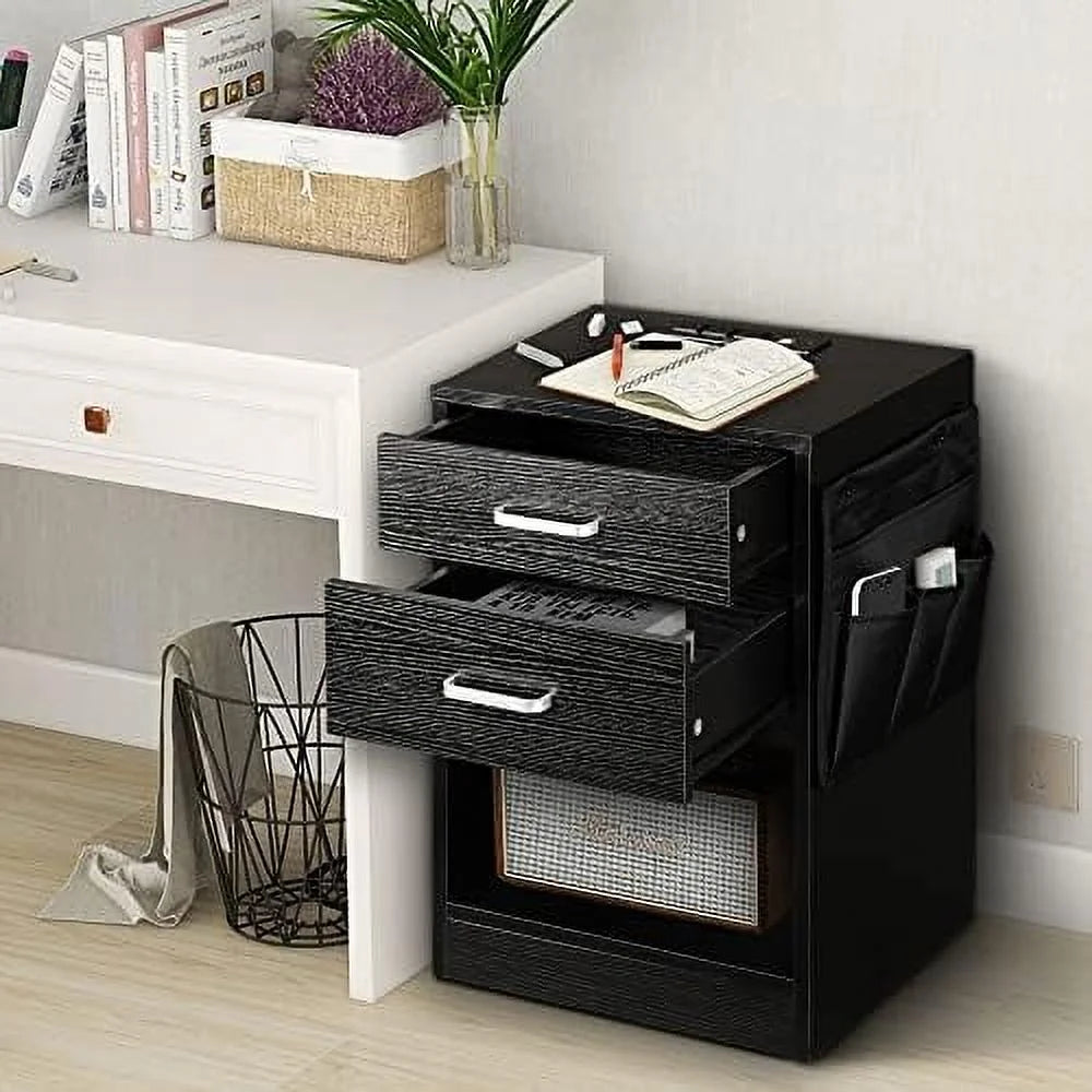 White Nightstand with Charging Station and USB Ports L79146