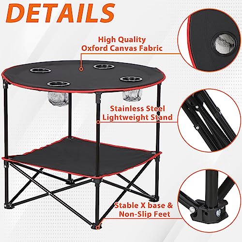 Portable Folding Picnic Table with 4 Cup Holders and Carrying Bag F94323