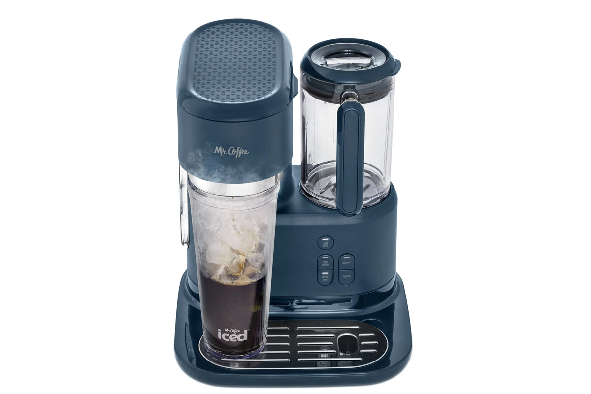 Navy Blue Single Serve Iced and Hot Coffee Maker and Blender U23403