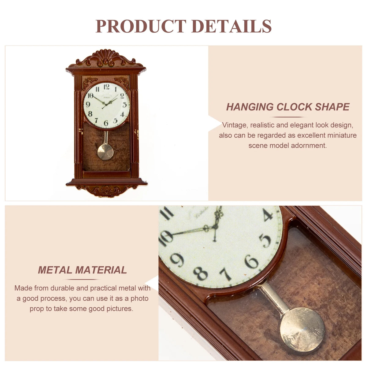 Mini Hanging Metal Doll House Clock Toy X841