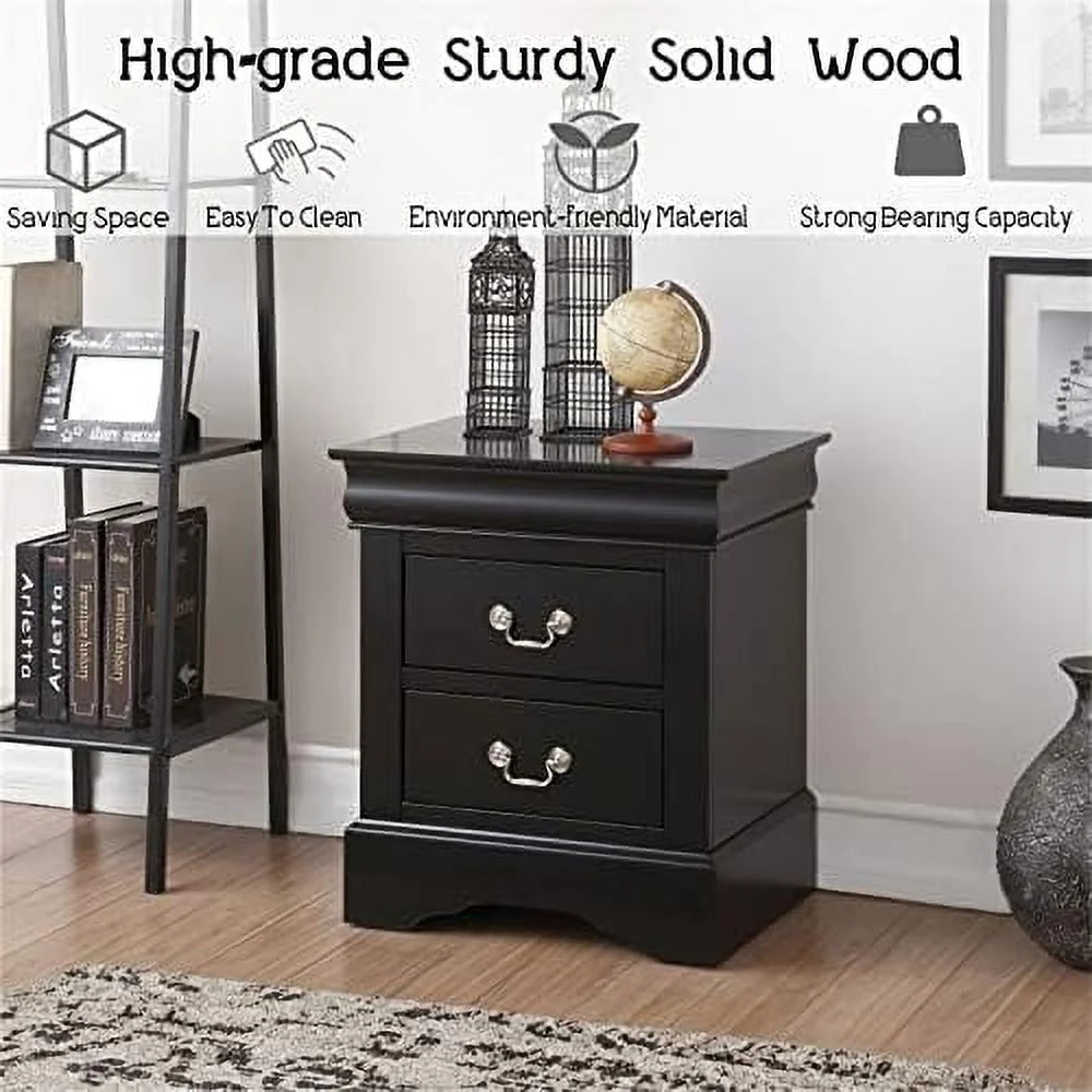 Small Wooden Nightstand with 2 Drawers B71610