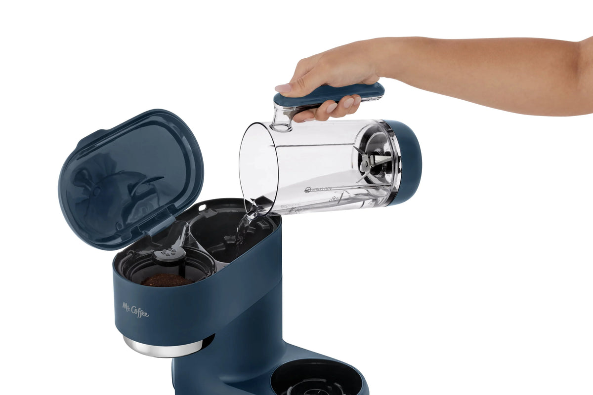Navy Blue Single Serve Iced and Hot Coffee Maker and Blender U23403