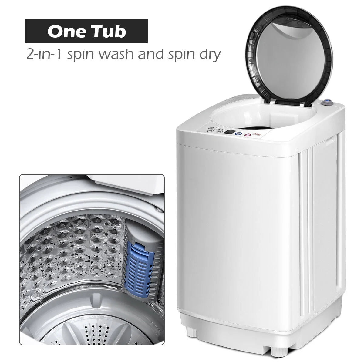 Portable 7.7 lbs Automatic Laundry Washing Machine with Drain Pump H59445