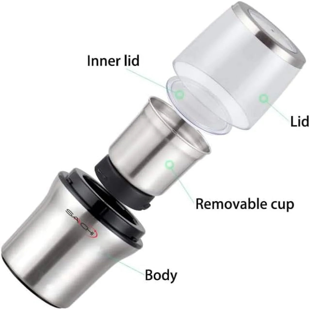 Electric Coffee Grinder Wet And Dry Spice Grinder with 2 Stainless Steel Blades X89593