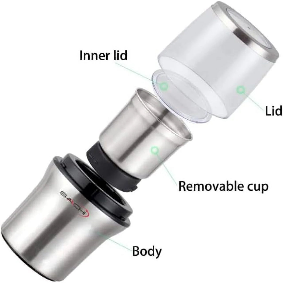 Electric Coffee Grinder Wet And Dry Spice Grinder with 2 Stainless Steel Blades X89593