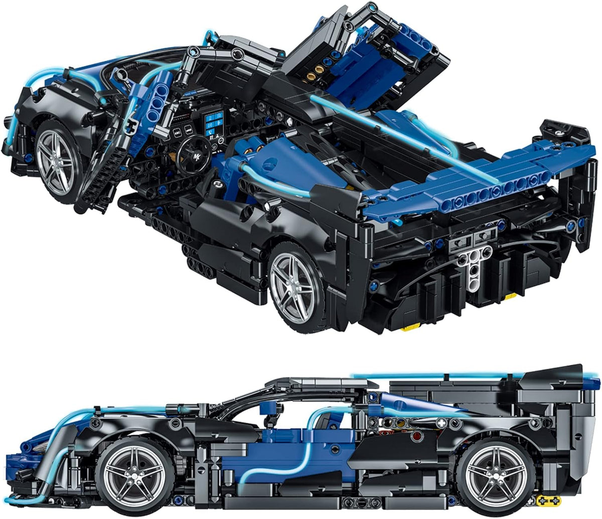 Blue and Black 1:14 Scale Sports Car Building Blocks Set (1529 Pcs) E475043