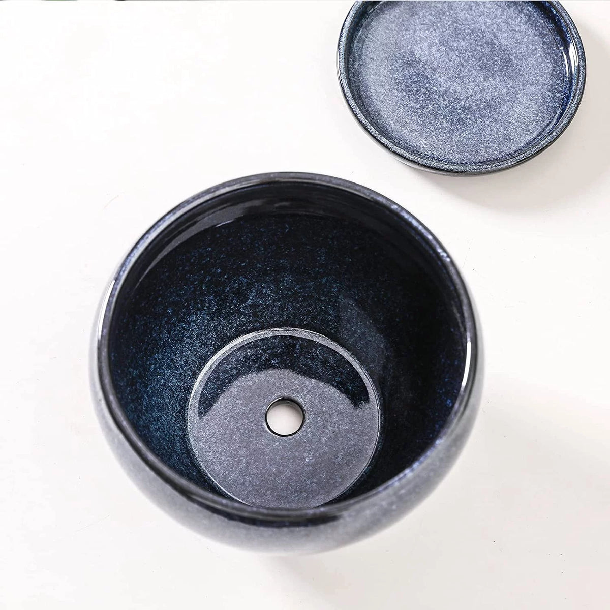 6.5 Inch Ceramic Plant Pot with Drainage Hole and Saucer A867