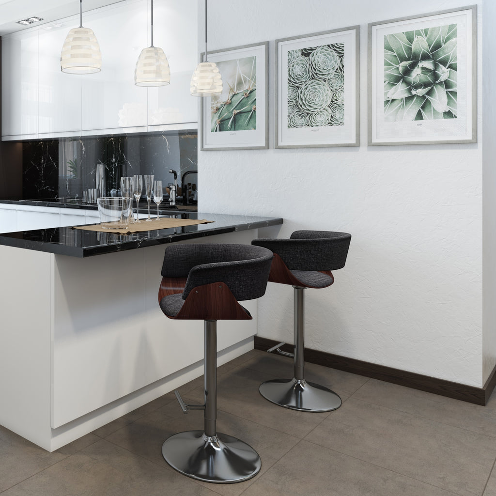 Charcoal Grey Adjustable Swivel Bar Stool I170