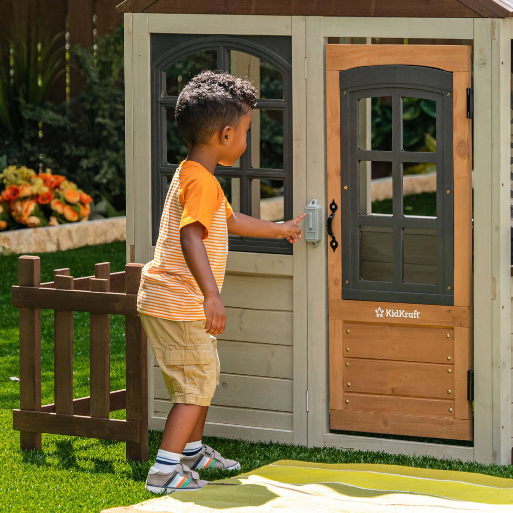 Wooden Outdoor Playhouse with Doorbell and 13 Pieces K343