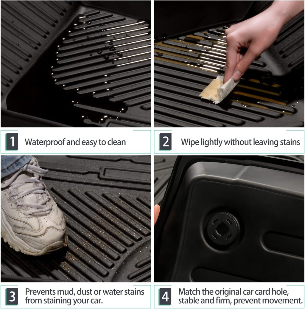 Black TPE Floor Liners for 4-Door Bronco 2021-2022, 1st and 2nd Row Q8610