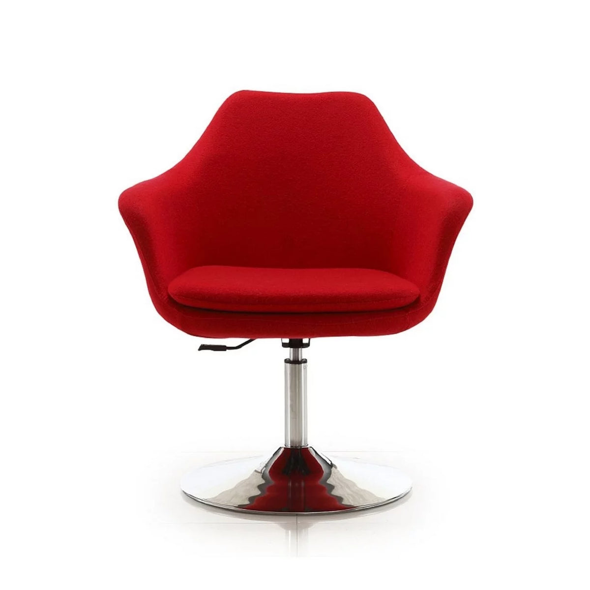 Red Polished Chrome Wool Blend Adjustable Height Swivel Accent Chair N641607