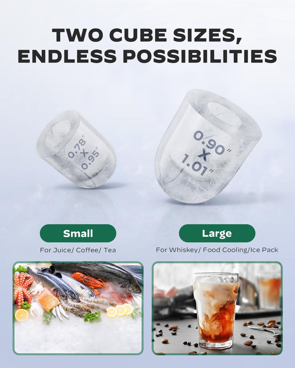 Portable Countertop Ice Maker with 2.6lbs Basket and Scoop, Stainless Steel I19824