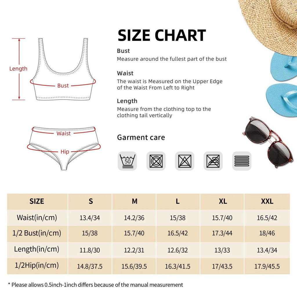 Women's High Waisted Bikini Sets Two Pieces Swimsuits with Removable Chest Pad O237