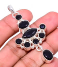 Black Onyx 925 Silver Plated Handmade Pendant 2.34" E751