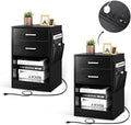 White Nightstand with Charging Station and USB Ports L79146