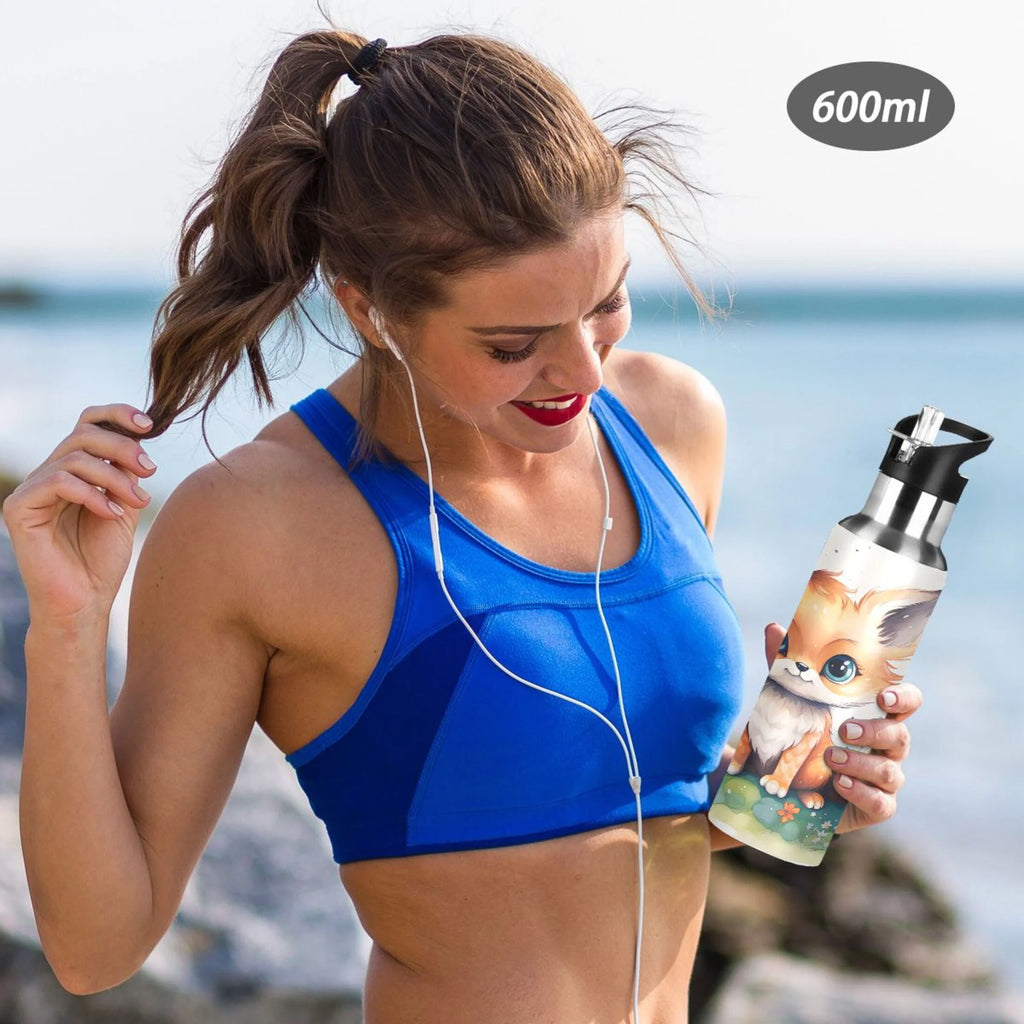 Stainless Steel Insulated Thermos Vacuum Flask Water Bottle with Straw Lid U3043
