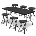 7 Pieces 6 FT Folding Table and Chair Set Black O751