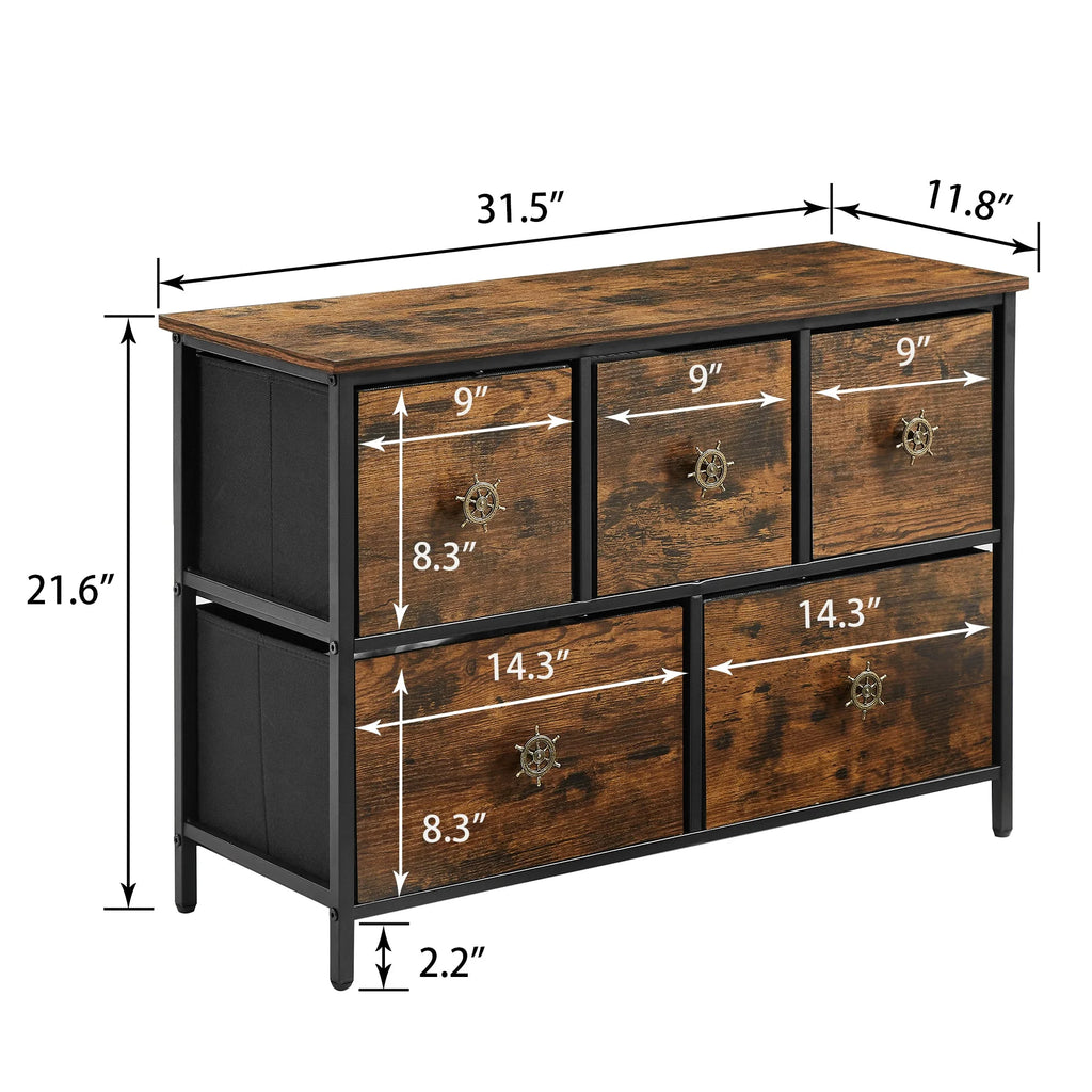 Brown 5 Drawer Dresser C923