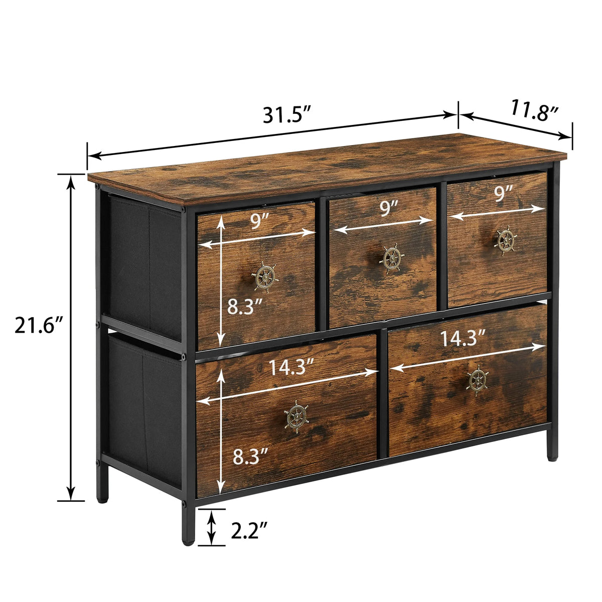 Brown 5 Drawer Dresser C923