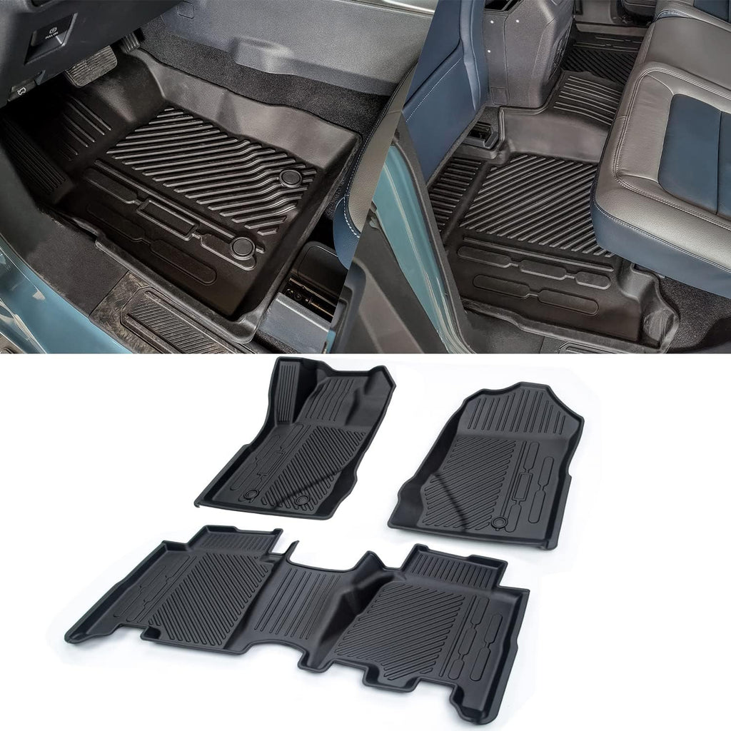 Black TPE Floor Liners for 4-Door Bronco 2021-2022, 1st and 2nd Row Q8610