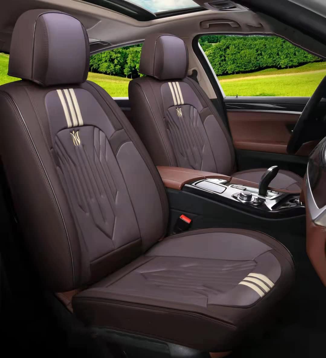 Black&Pink 5-Seater Full Set Universal Car Seat Covers E633231