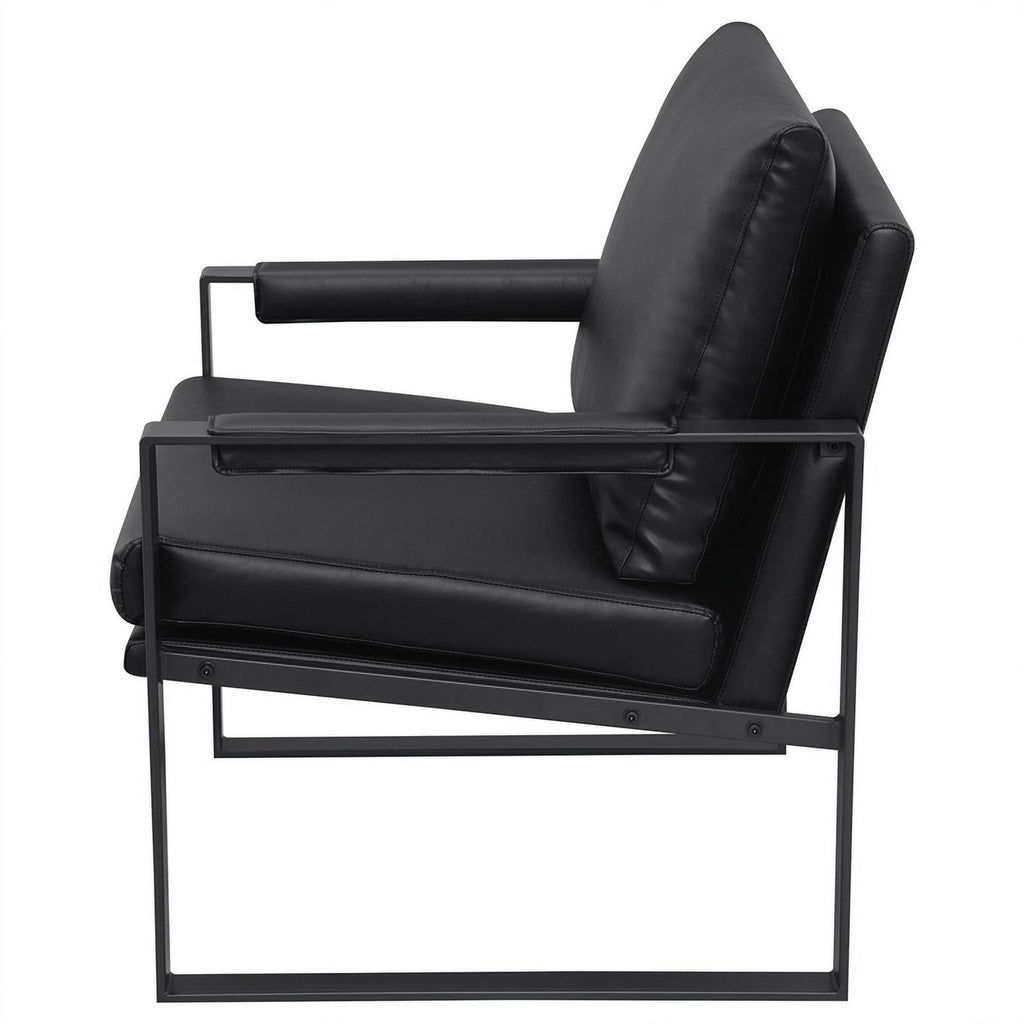 Black Faux Leather Accent Chair with Track Arms W194416