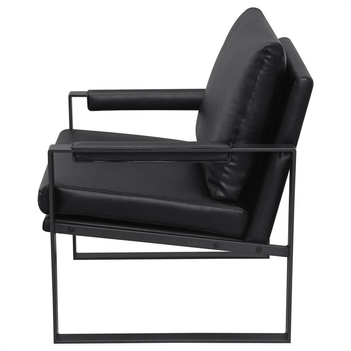 Black Faux Leather Accent Chair with Track Arms W194416