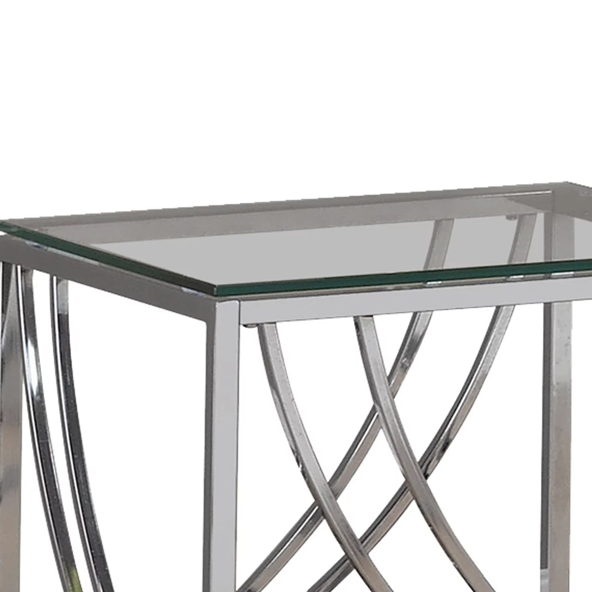 Tempered Glass Top End Table with Metal Tubular Legs C513197