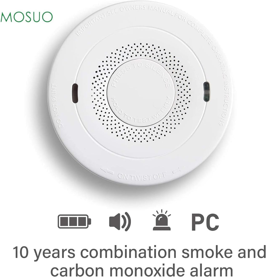 3PCS Smoke and Carbon Monoxide Detector Alarm with Voice Warning, 10 Year Lithium Battery Backup, Dual Sensor H228