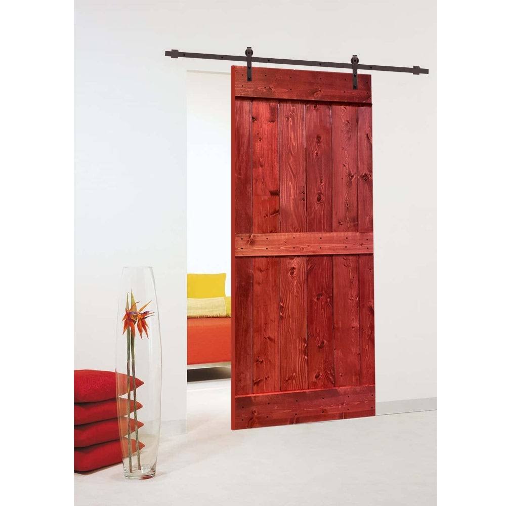Charcoal Black Stained Wood Interior Sliding Barn Door with Hardware Kit N768042