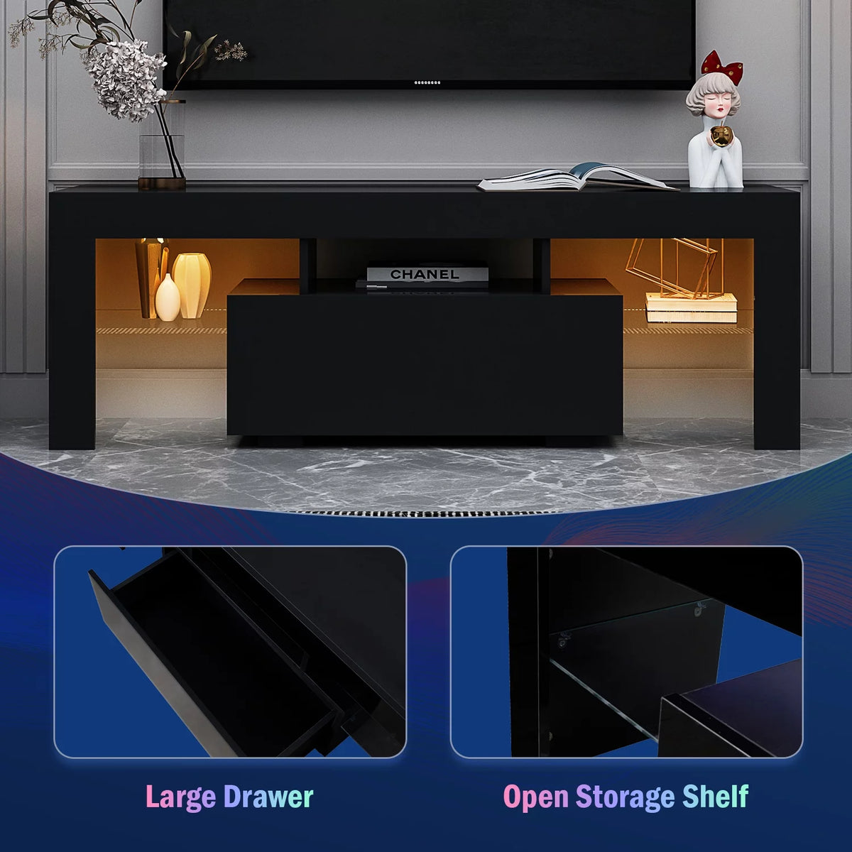 White High Gloss TV Stand with LED Z964640
