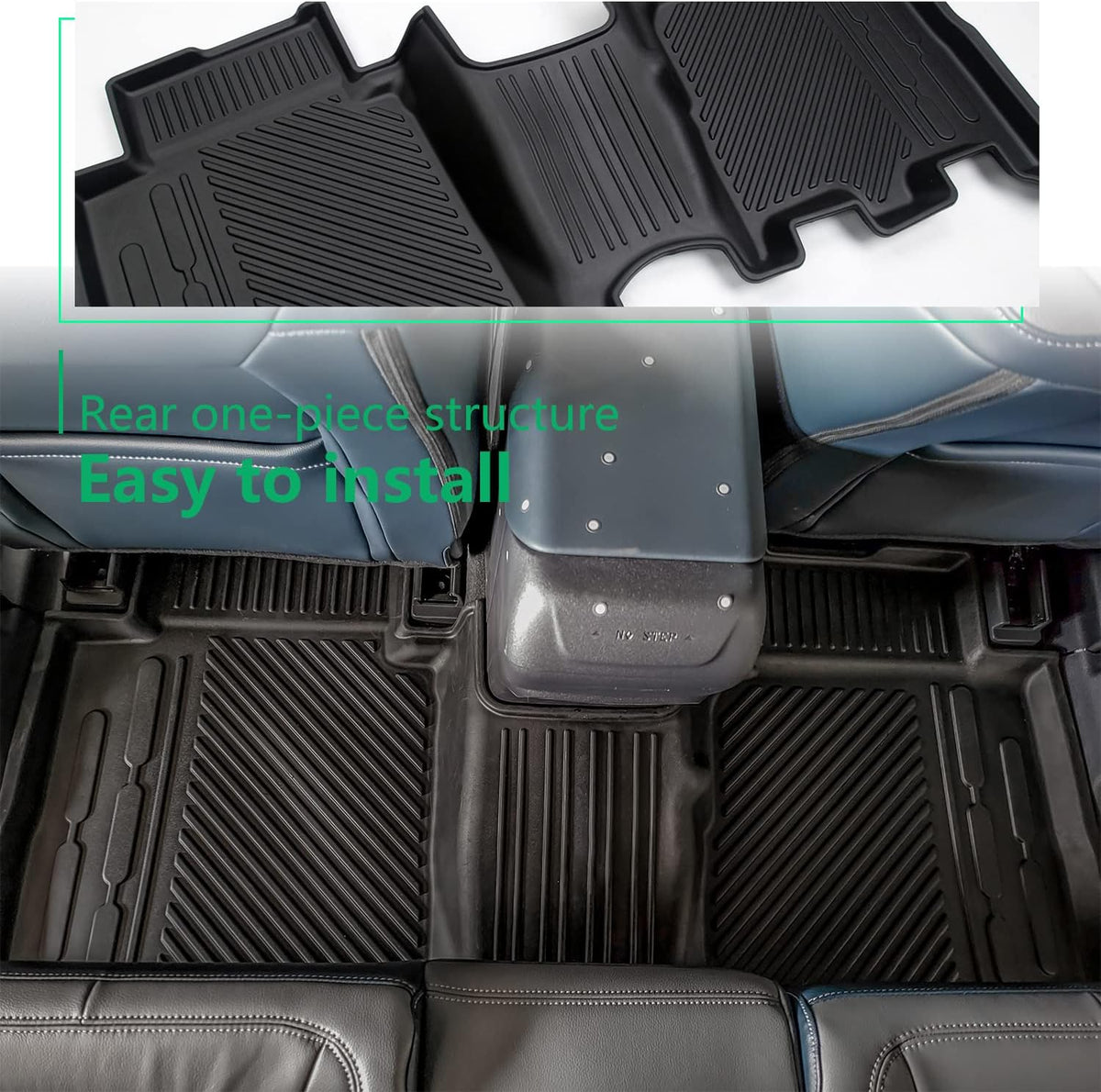 Black TPE Floor Liners for 4-Door Bronco 2021-2022, 1st and 2nd Row Q8610