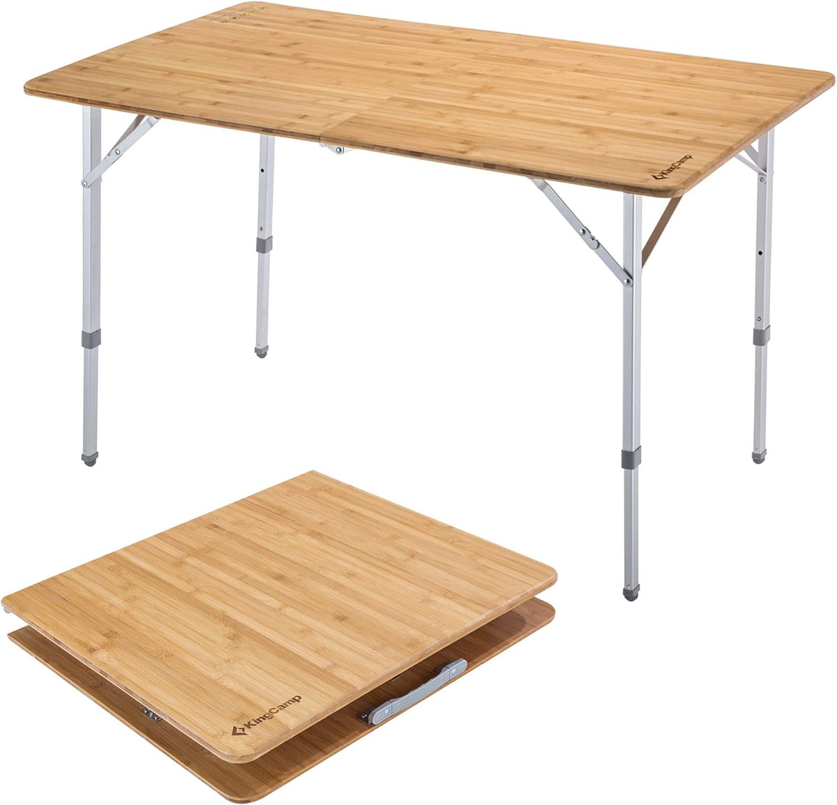 Bamboo Folding Camping Table with Adjustable Height Aluminum Legs O1281