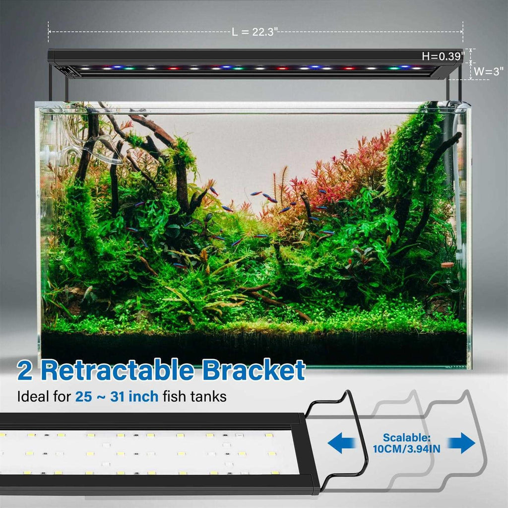 21W Ultra-Thin Full Spectrum LED Aquarium Light with Extendable Brackets J18783