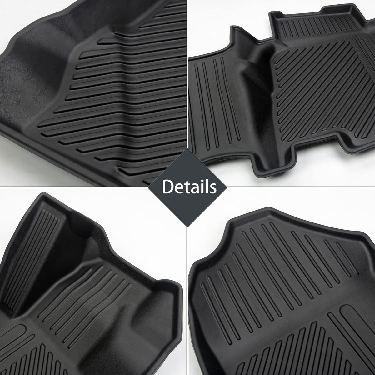 Black TPE Floor Liners for 4-Door Bronco 2021-2022, 1st and 2nd Row Q8610