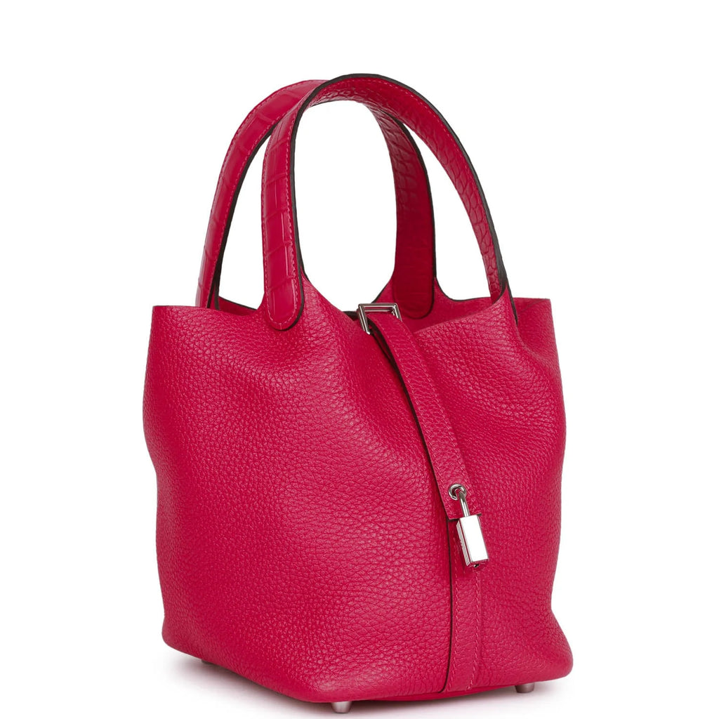 Framboise Clemence and Matte Alligator Touch 18 Picotin Lock O603979