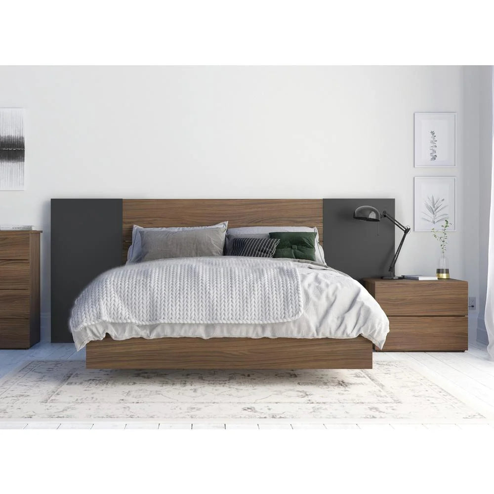Walnut and Black 4 Piece Full Size Bedroom Set O25748