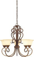 Five-Light Interior Chandelier, Ebony Gold Finish with Burnt Scavo Glass Y27330