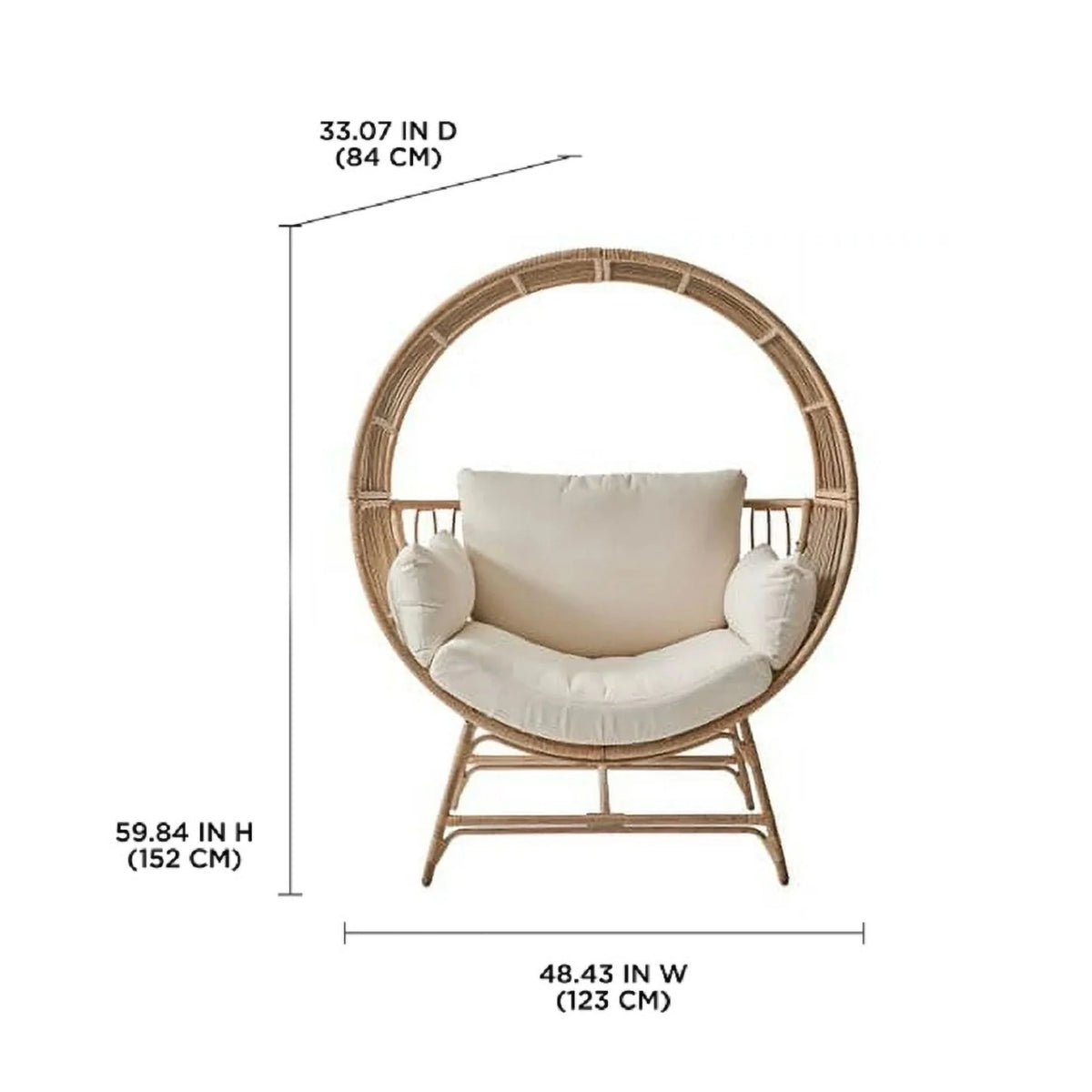 Beige Round Wicker Outdoor Egg Chair Z73827