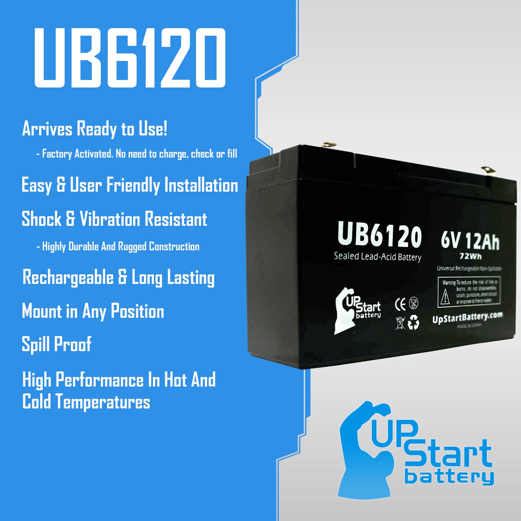 6V 12Ah Sealed Lead Acid Battery with F1 to F2 Terminal Adapters V328