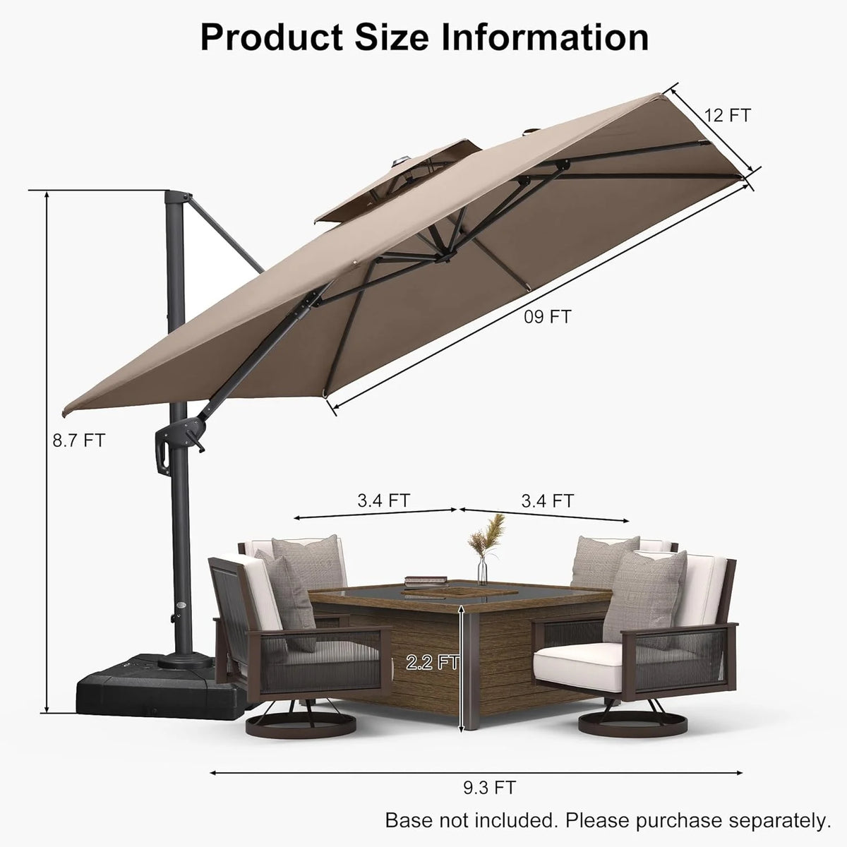 9' X 12' Olefin Cantilever Patio Umbrella Q337
