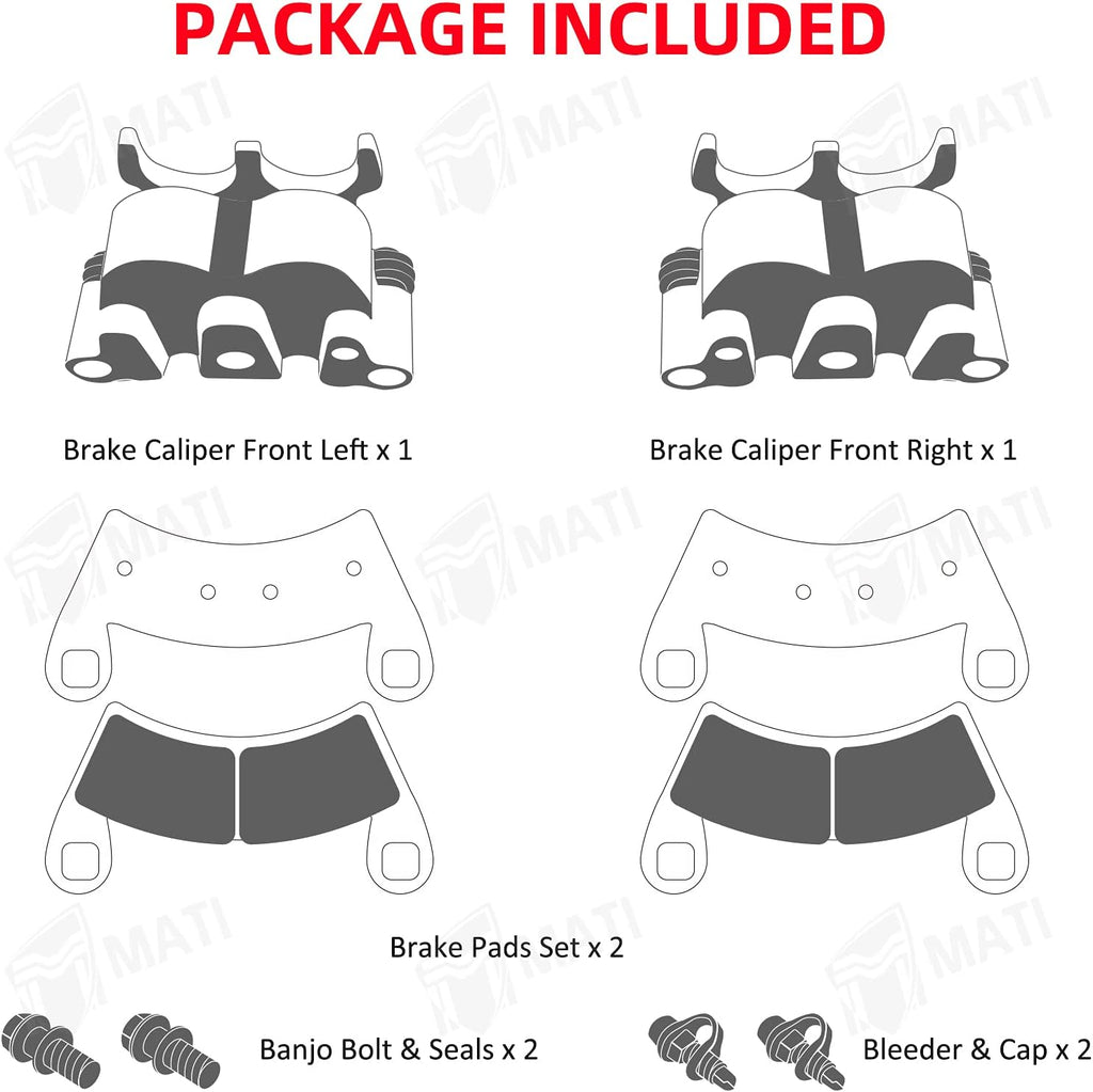 Front Left Right Brake Caliper Set with Pads without Mounting Bracket Pack of 2 H90907
