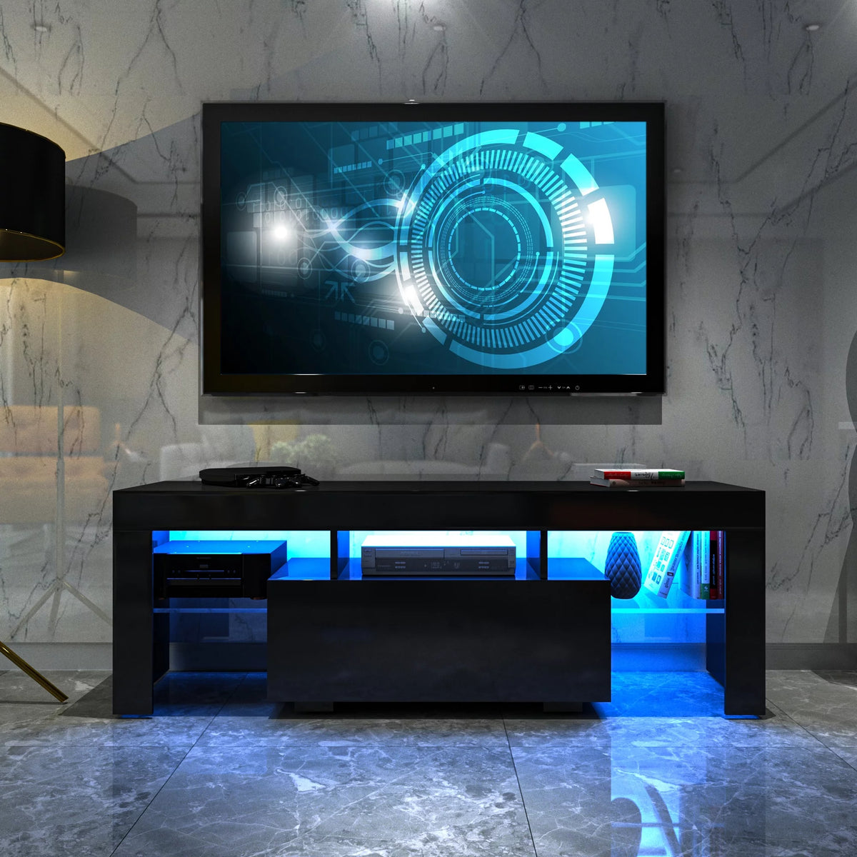 White High Gloss TV Stand with LED Z964640